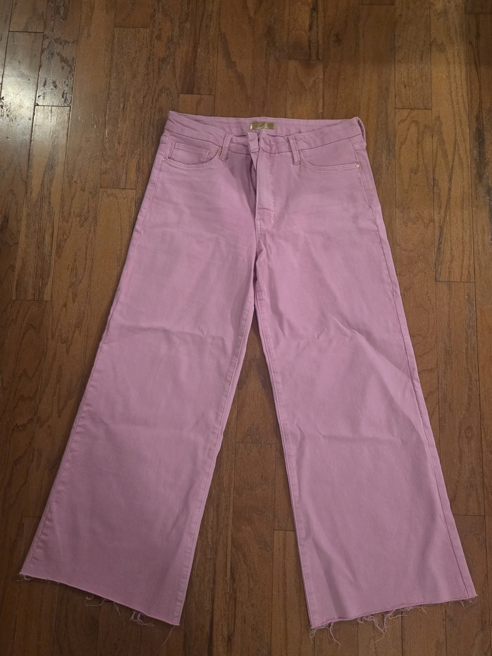 KUT Meg High Rise Fab Ab Wide Leg Raw Hem Jeans- Soft Orchid. Size 8